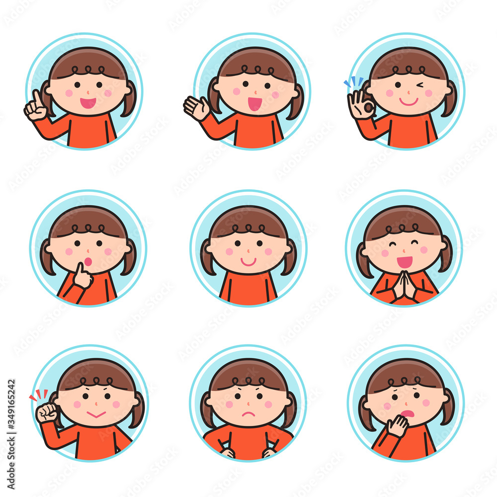 Girl Facial expression Circle icon Variation 1 Girl Facial expression Circle icon Variation 1