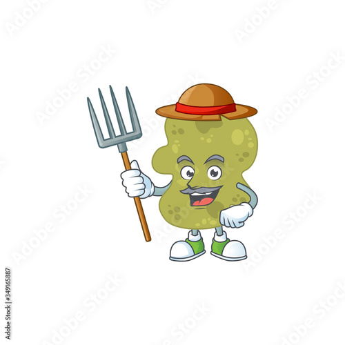 Caricature picture of Farmer verrucomicrobia with hat and pitchfork