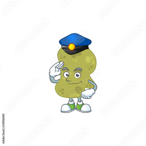 A dedicated Police officer of verrucomicrobia cartoon drawing concept