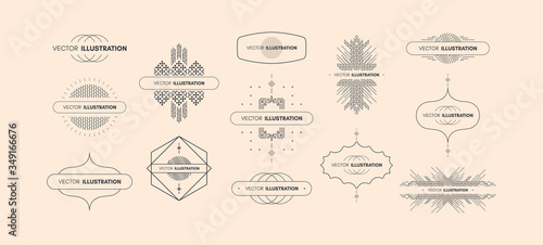 Decorative design element in retro style. Line art design for invitations, posters or presentation. Vector calligraphic template.