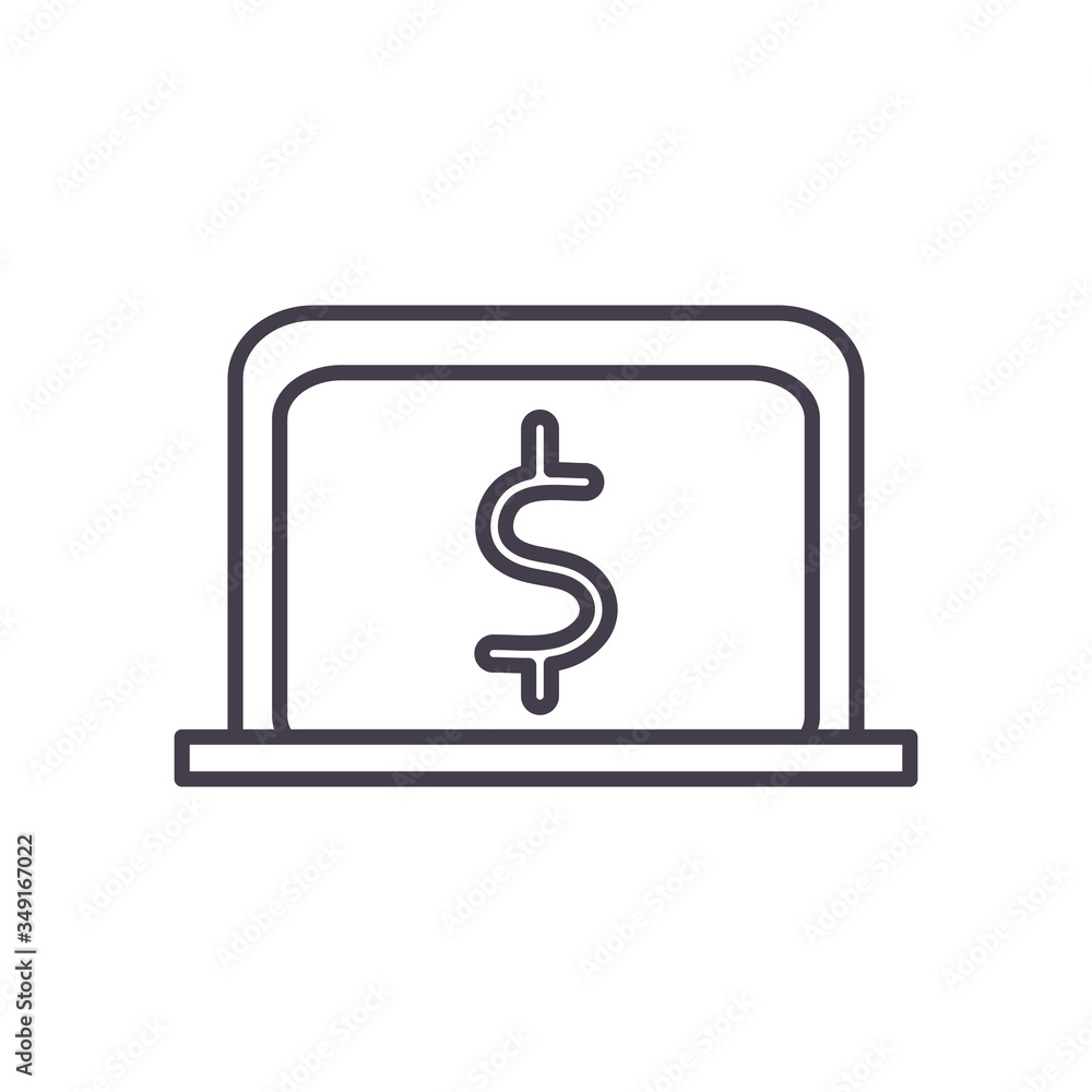 dollar symbol inside laptop line style icon vector design dollar symbol inside laptop line style icon vector design