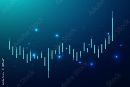 Business candle stick graph chart of stock market investment trading on dark background design. Bullish point, Trend of graph. Vector illustration