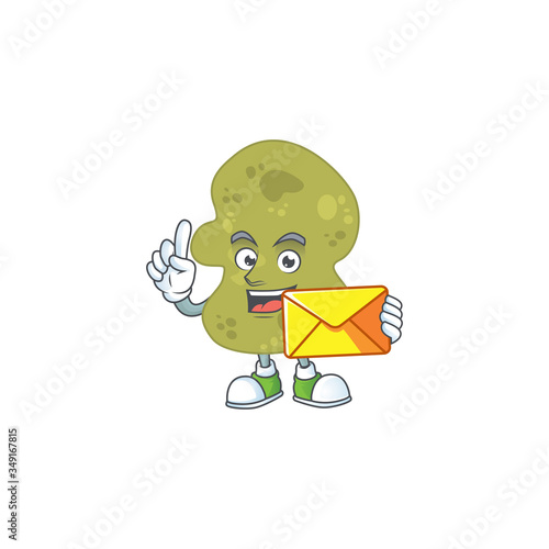 A cartoon picture of verrucomicrobia bring brown envelope photo