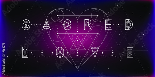 Beautiful vector illustrated sacred geometrical letters Sacred Love