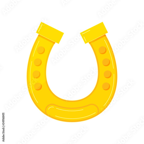 Gold horseshoe icon isolated on white background.