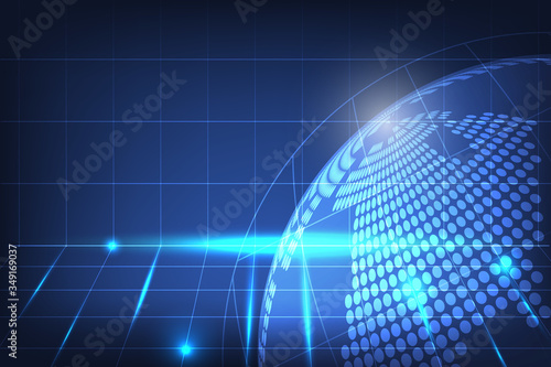 Global network connection with business concept and world map line, vector illustrator