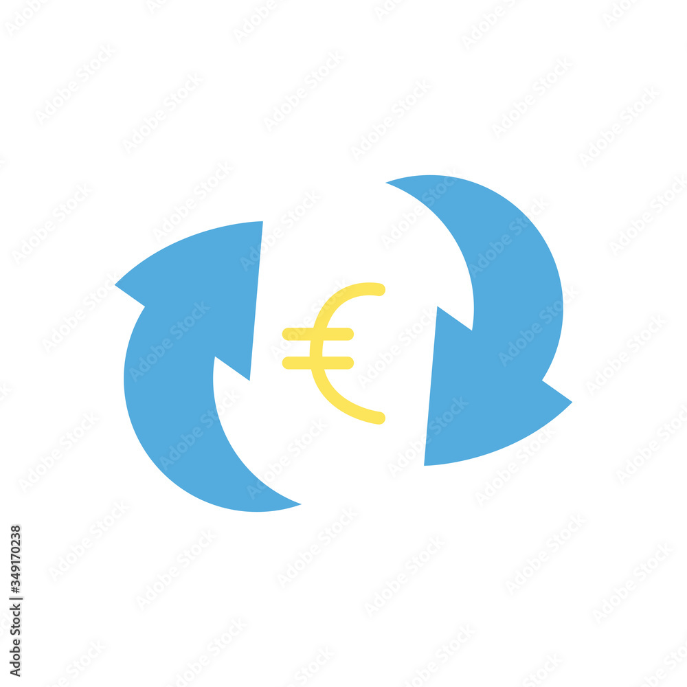 euro symbol inside arrows flat style icon vector design euro symbol inside arrows flat style icon vector design