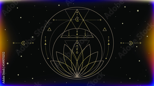 Vector illustration of the lotus sacred geometry yoga symbol