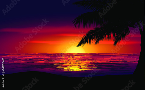 glowing sunset on the beach