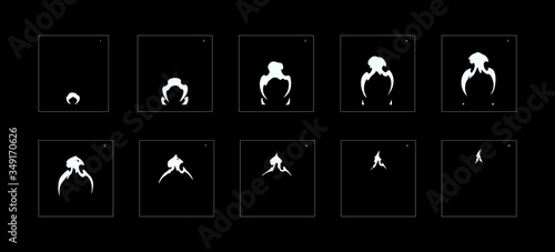 Explosion Smoke effect. Explosion Animation effect. Animation Sprite sheet for games, cartoon or animation. vector style animation effect 1019.