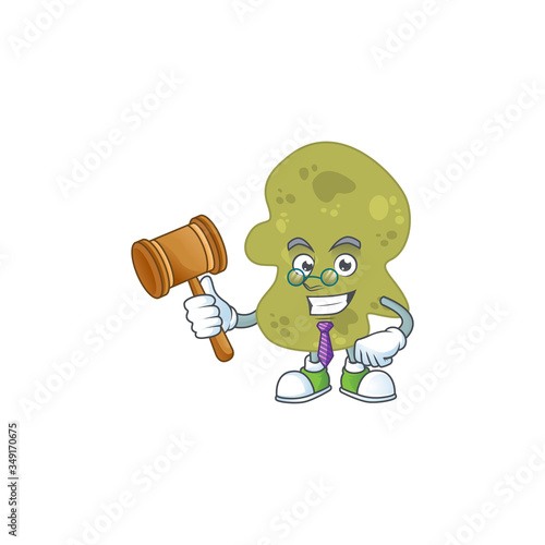 A wise Judge verrucomicrobia cartoon mascot design wearing glasses photo