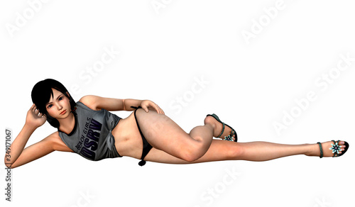 sexy woman seductive laying pose in bikini