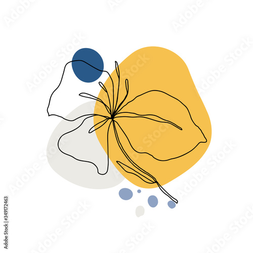 Leaves icon Line art.  Abstract minimal flora design for cover, prints, fabric and wallpaper. Vector illustration