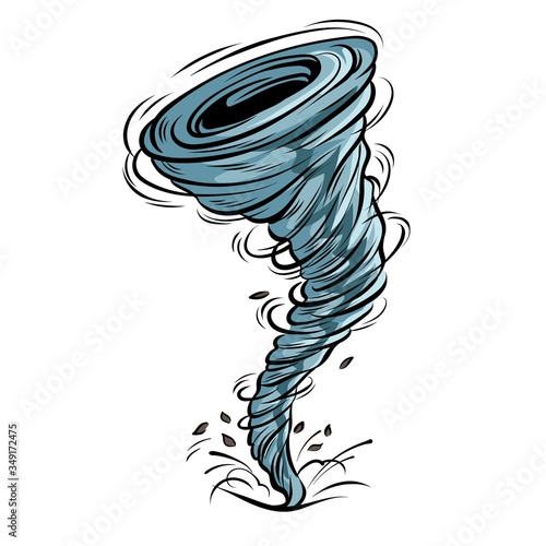 Tornado comic vector illustration isolated on a white background.