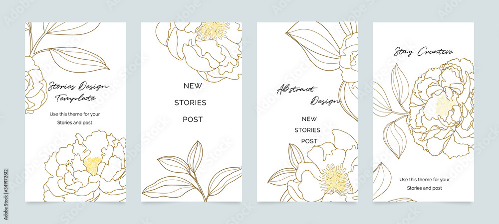 Social media banner template. Editable mockup for stories, post, blog, sale  and promotion. Golden rose line arts background design for personal, fashion  and beauty blogger. Stock Vector | Adobe Stock