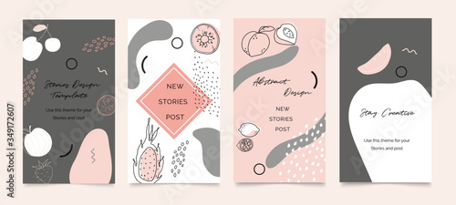 Social media banner template. Editable mockup for stories, post, blog, sale and  promotion. Abstract earth tone coloured shapes, line arts background design for personal, fashion and beauty blogger.