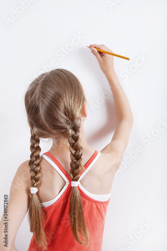 The girl is drawing