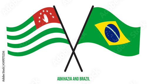 Abkhazia and Brazil Flags Crossed And Waving Flat Style. Official Proportion. Correct Colors