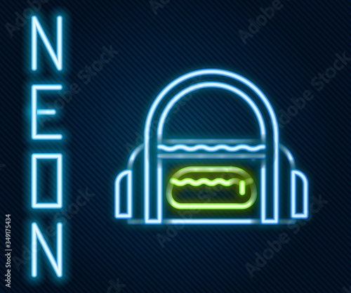 Glowing neon line Sport bag icon isolated on black background. Colorful outline concept. Vector