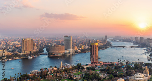 Sunset over the NIle in Cairo downtown  Egypt