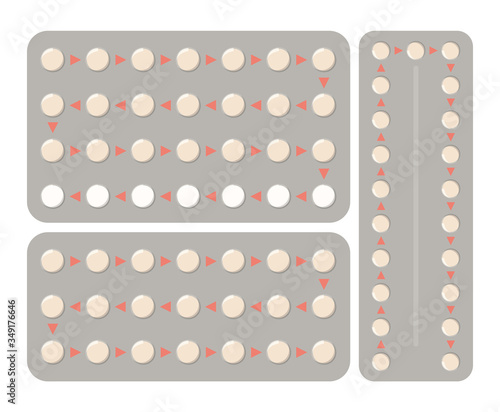 Collection of contraception pills in package vector
