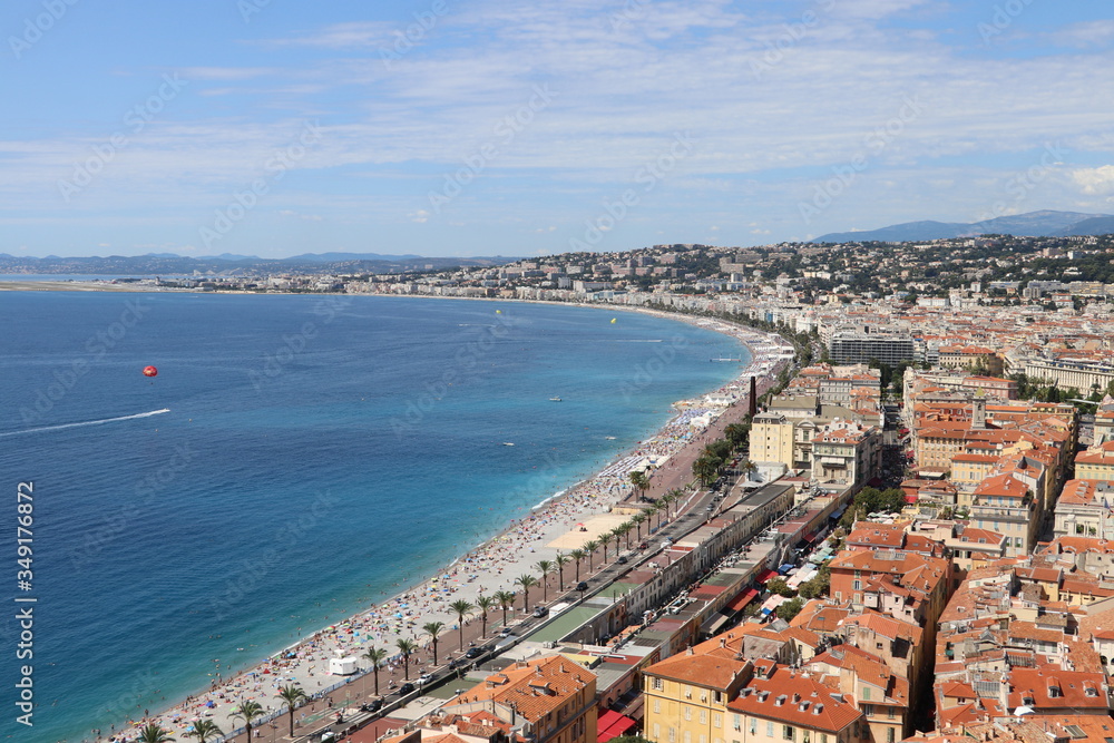 Nice, France , 2018-08-16.  Panoramic aerial view city of Nice. Cote d'Azur France