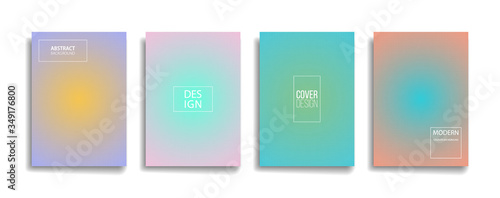 bright gradient color abstract dot pattern background cover design. modern background design with trendy and vivid vibrant color. blue violet red orange green placard poster vector cover template.