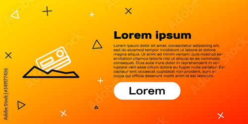 Line Cocaine and credit card icon isolated on yellow background. Colorful outline concept. Vector