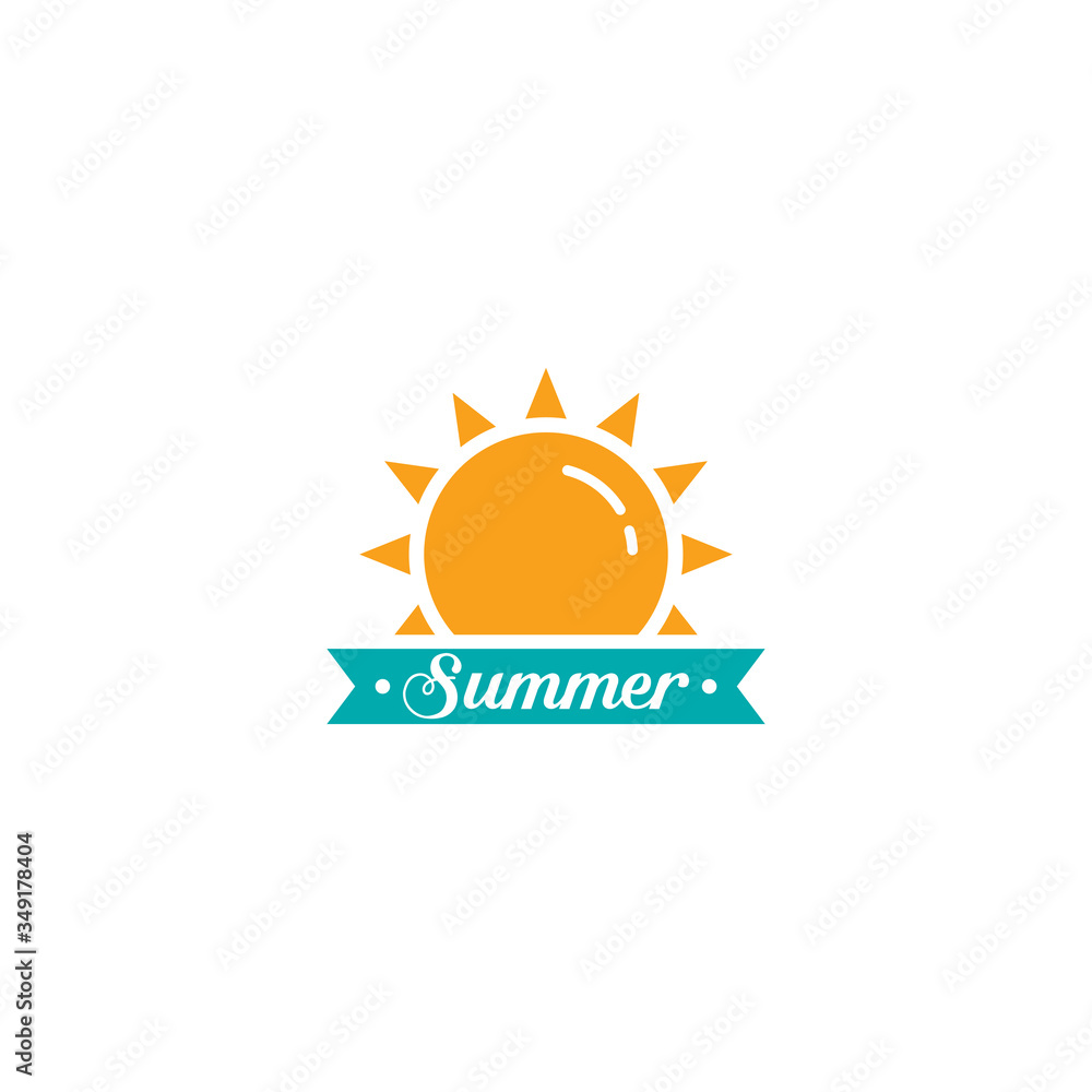 Fototapeta premium Summer sun logo flat design concept