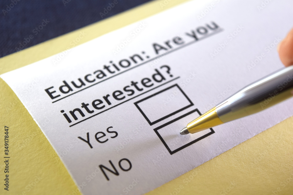 One person is answering question about education. One person is answering question about education.