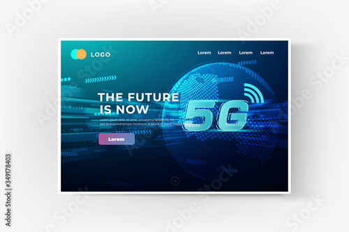 5G wireless internet wifi connection concept banner. website template background design elements in concept business presentation, vector