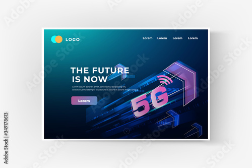 5G wireless internet wifi connection concept banner. website template background design elements in concept business presentation, vector
