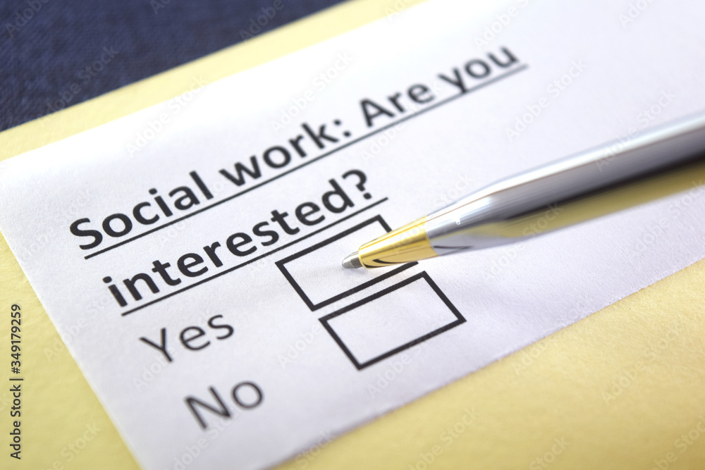 One person is answering question about social work. One person is answering question about social work.