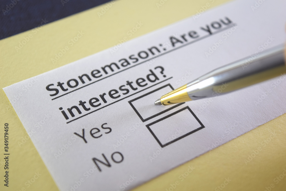 One person is answering question about stonemason. One person is answering question about stonemason.