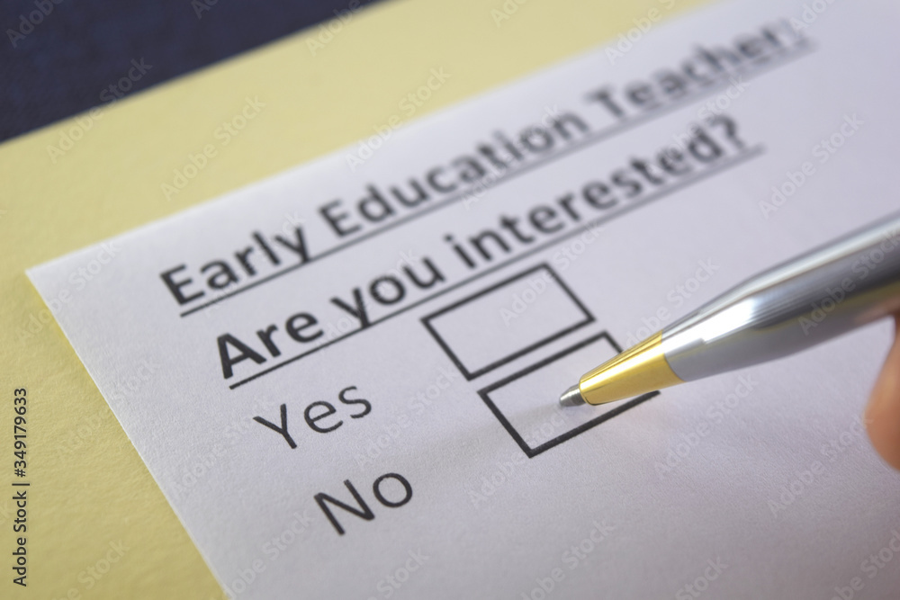 One person is answering question about early education teacher. One person is answering question about early education teacher.