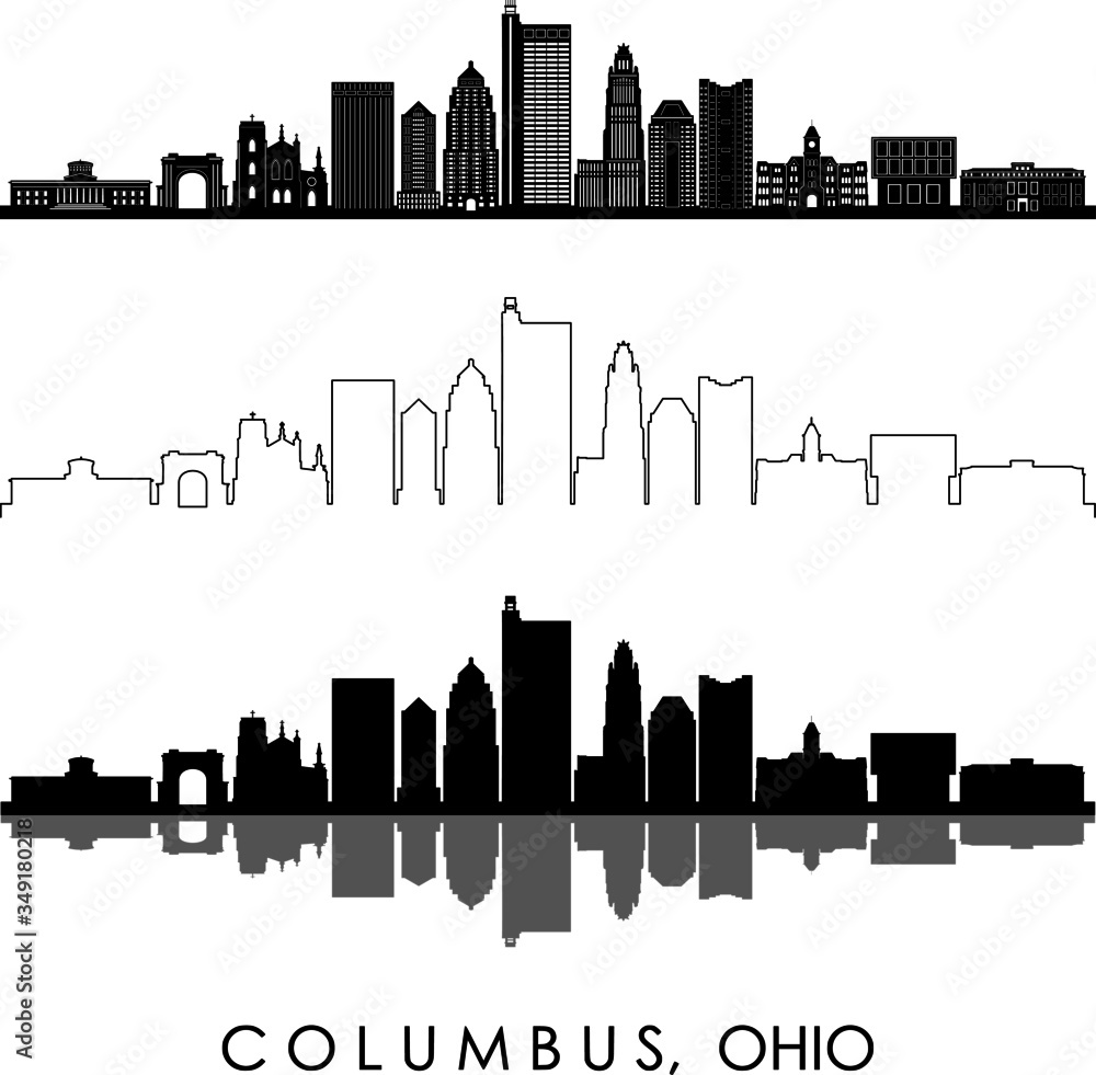 COLUMBUS OHIO City Skyline Silhouette Cityscape Vector