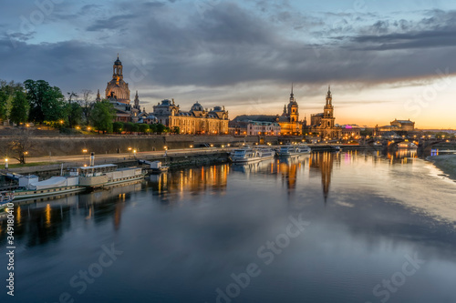 Dresden Skyline at Twilight, Saxony, Germany