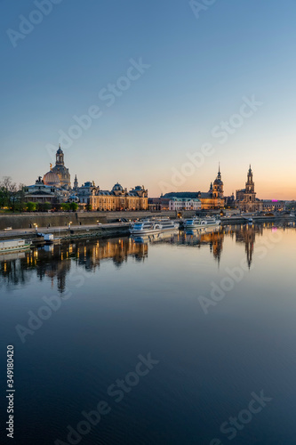 Dresden Skyline in the Evening Vertical, Saxony, Germany © Eric