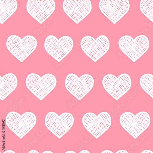 Lovely hand drawn doodle hearts seamless pattern  romantic background  great for Valentines Day themes  textiles  banners  wallpapers  wrapping -vector design