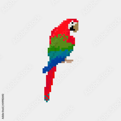 Vector illustration of cartoon parrot - Pixel design