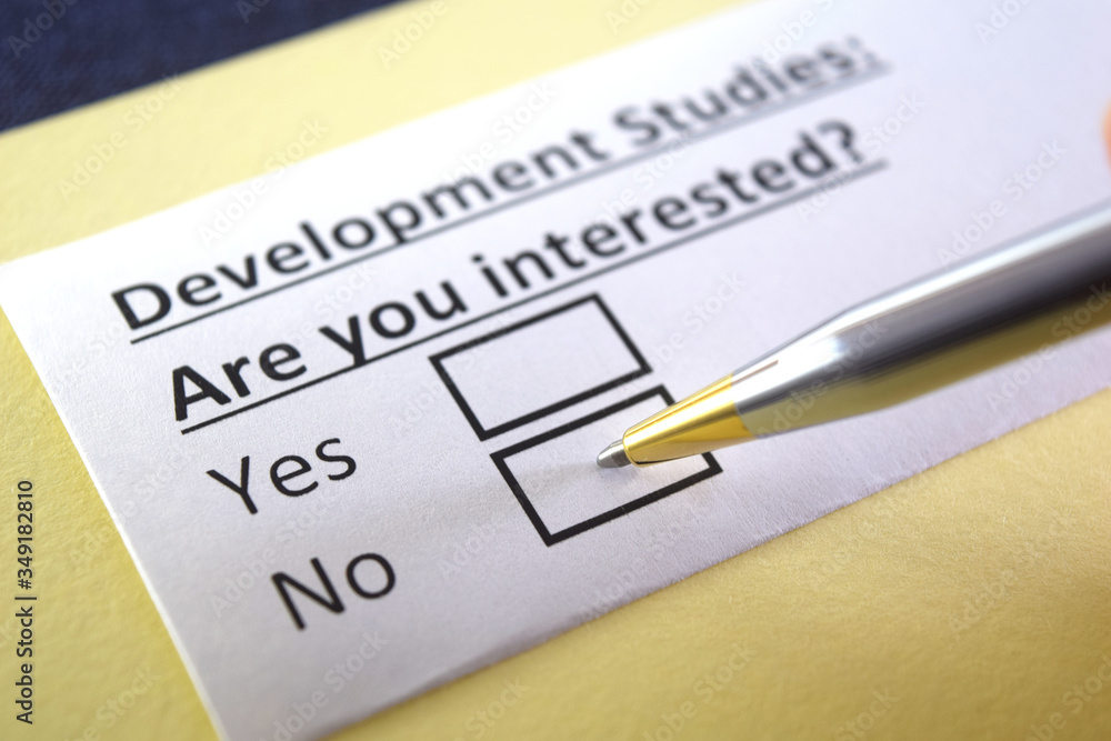 One person is answering question about development studies.