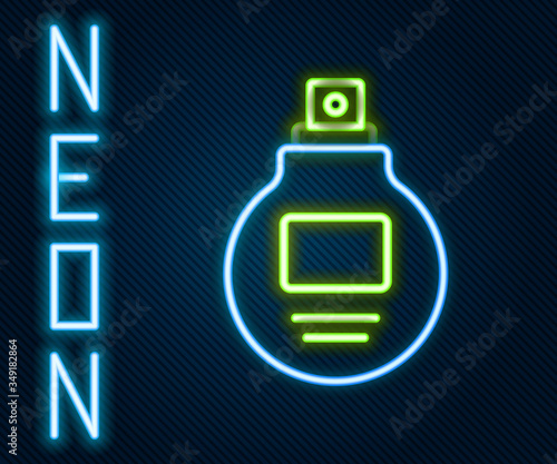 Glowing neon line Perfume icon isolated on black background. Colorful outline concept. Vector
