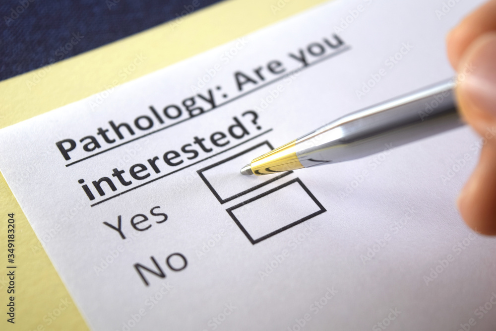 Fototapeta premium One person is answering question about pathology.