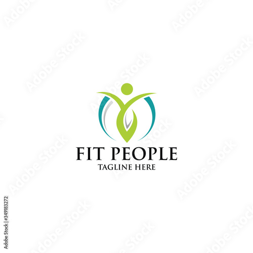 fit people logo icon vector isolated