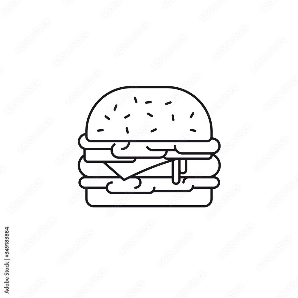 Fast food hamburger line icon vector Fast food hamburger line icon vector