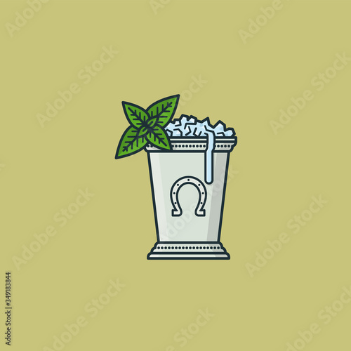 Kentucky Derby Mint Julep cocktail vector illustration. 