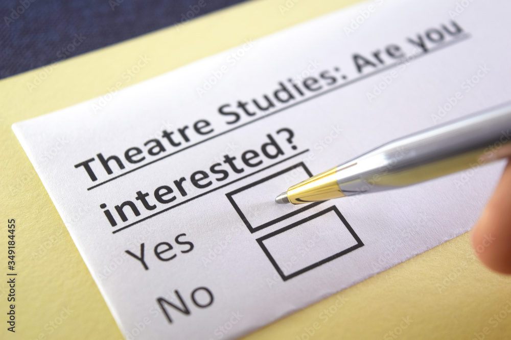One person is answering question about theatre studies. One person is answering question about theatre studies.