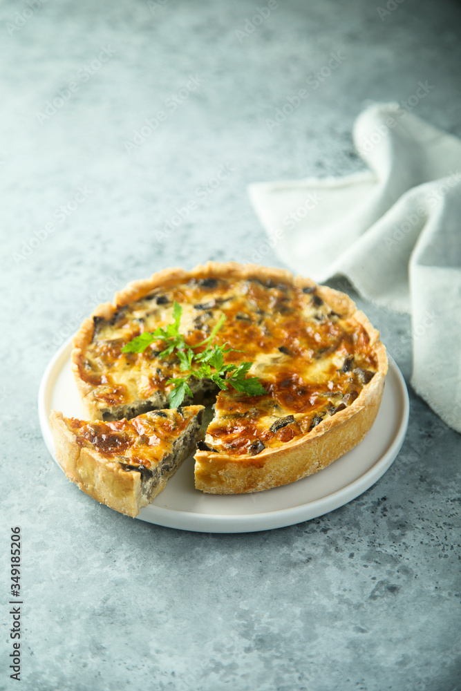 Homemade mushroom quiche or pie Homemade mushroom quiche or pie