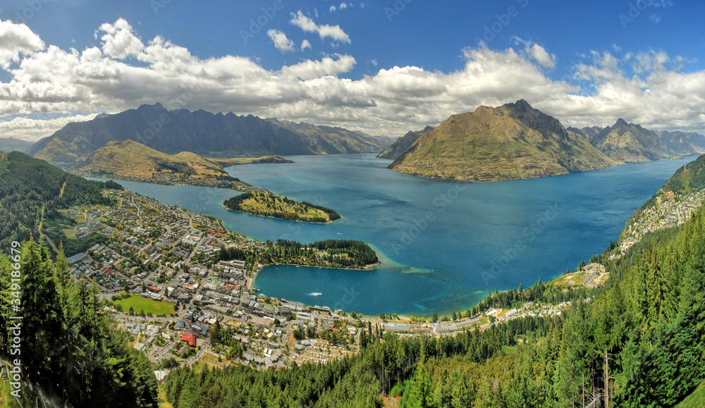 Queenstown, New Zealand aerial  view of city