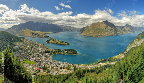 Queenstown  New Zealand aerial  view of city